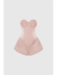 Dzan Strapless Silky Playsuit - 2