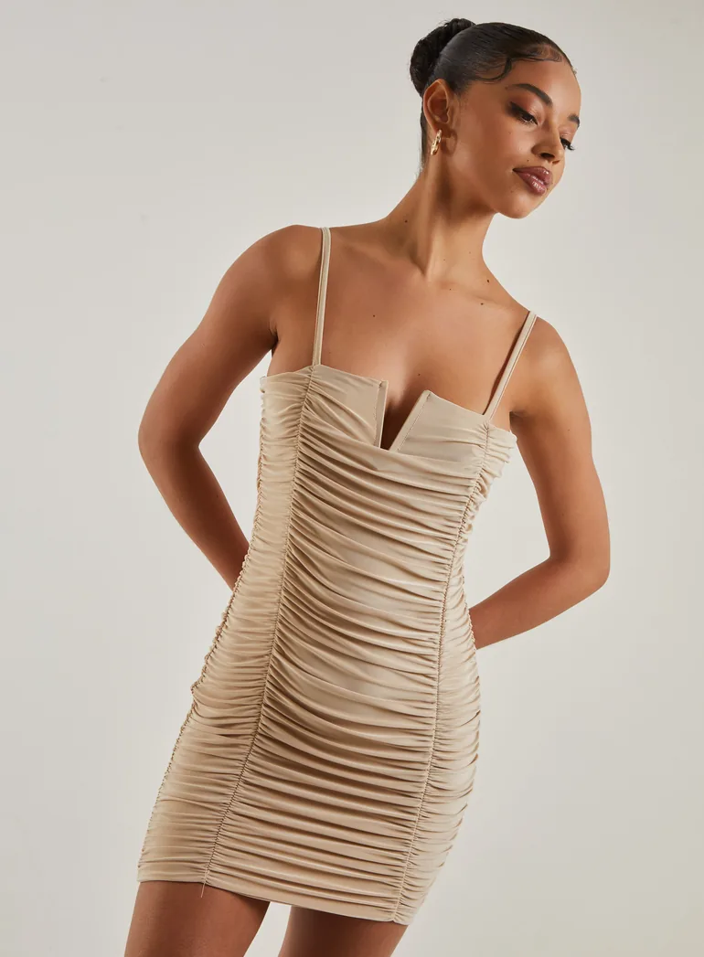 Ruched Strappy Mini Dress - 2