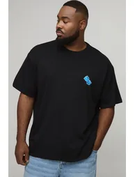 Plus Oversized Plus Blue Dice Embroidered T-shirt In Black - black