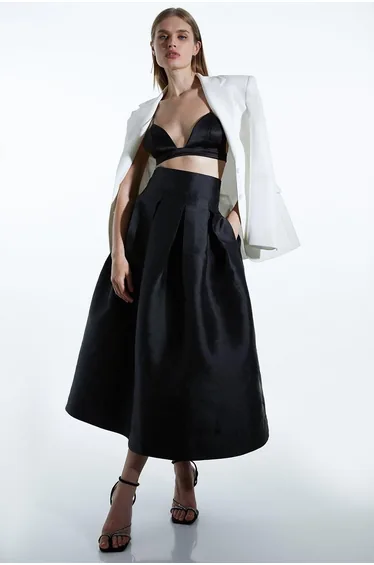 Petite Twill Prom Maxi Skirt
