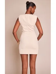 Woven Cream Seam Detail Mini Dress - 1