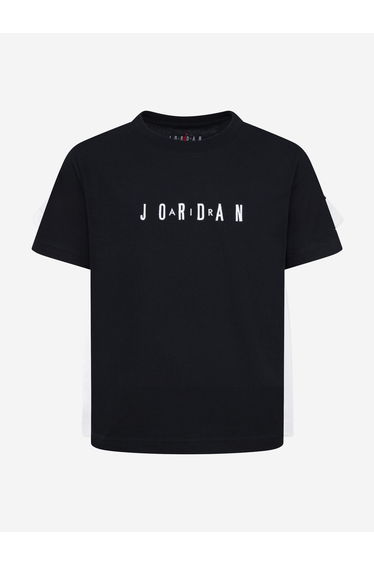 Boys MJ Wordmark Embroidered T-Shirt in Black