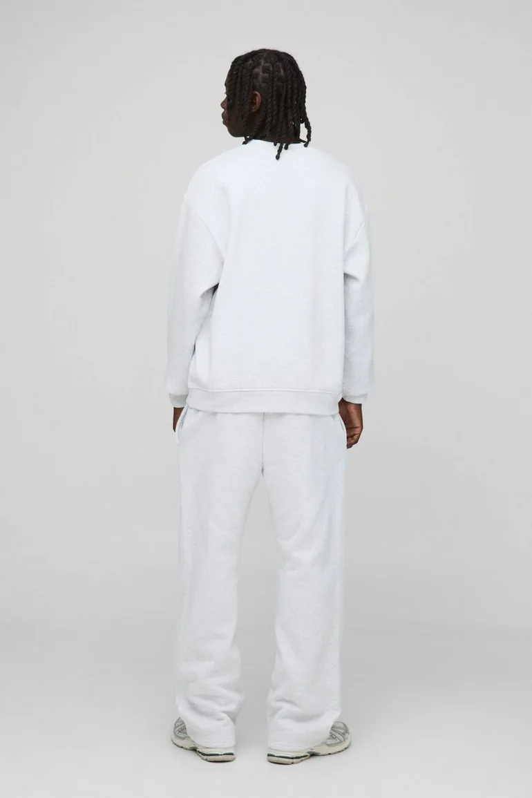 Basic Oversized Crew Neck Sweatshirt - grey marl - 1