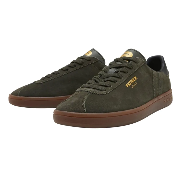 Patrick Mens Monaco Suede Cupsole Trainers - Olive/Black