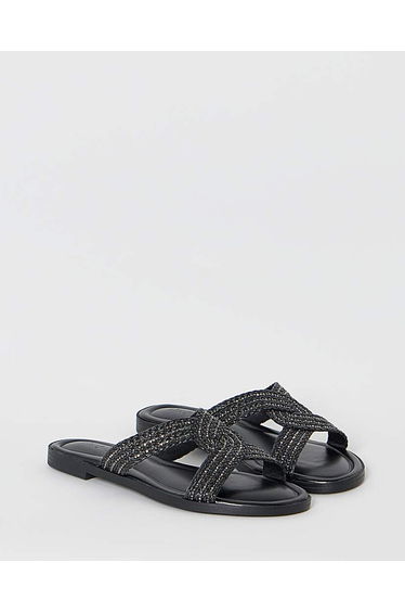 Woven Twist Flat Sandals Wide