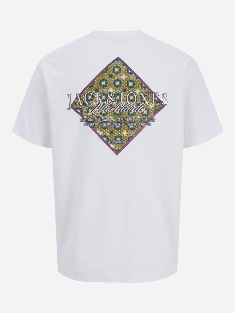 White Crew Neck Back Graphic T-Shirt - 1
