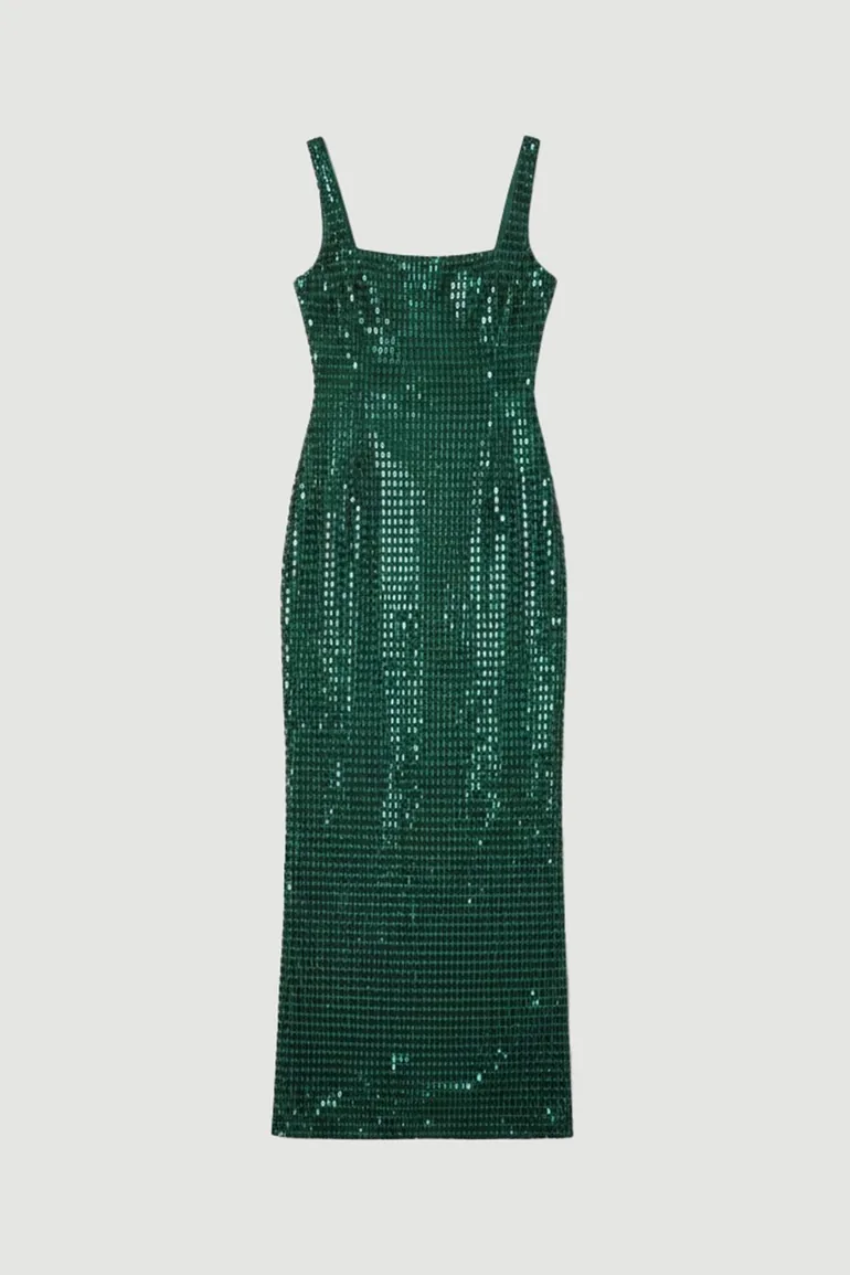 Premium Crystal Embellished Jersey Midi Dress - 3