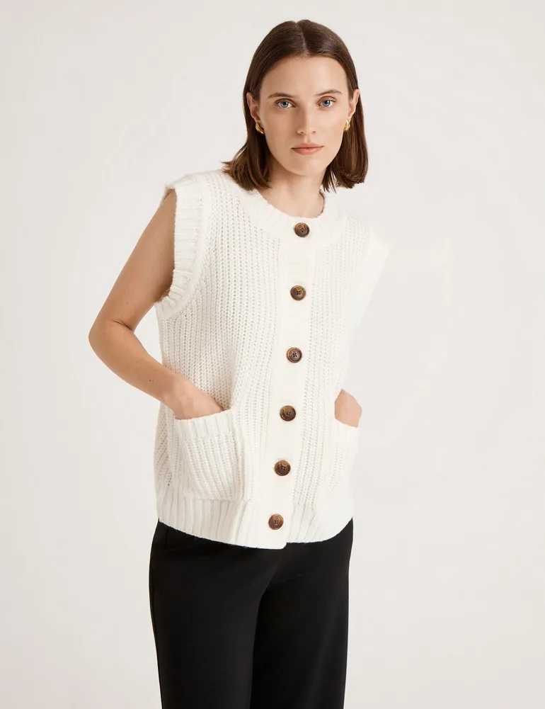 Janette Round Neck Knitted Vest - 6