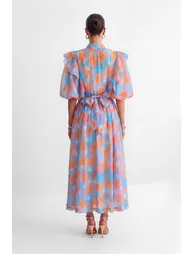 Every Sunny Moment Blue Floral Print Ruffled Maxi Dress - 1