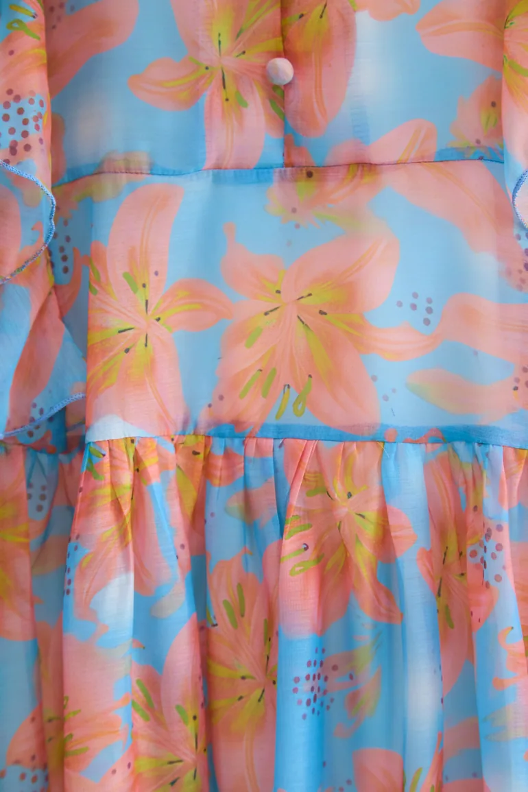 Every Sunny Moment Blue Floral Print Ruffled Maxi Dress - 4