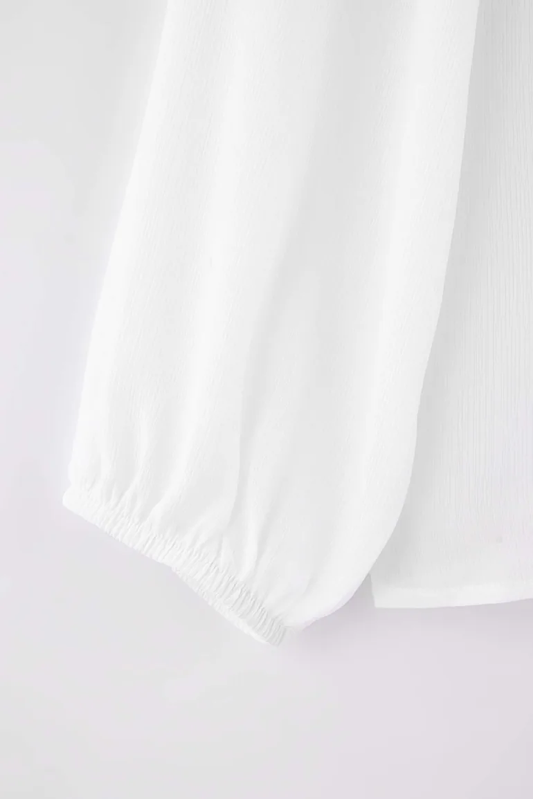 Ecru Chiffon Woven Plus Size Blouse - 2