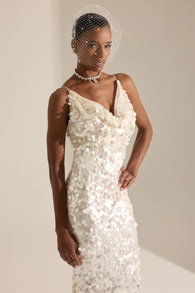 Noemie Pearlescent Sequin Evening Dress - 2