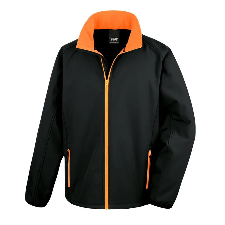 Result Core Mens Printable Soft Shell Jacket - Black/Orange