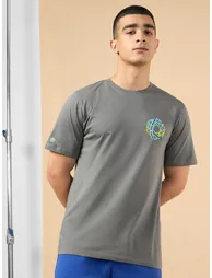 Men Grey Graphic Print Short Sleeve T-Shirt - 1