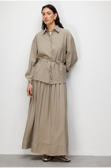 Mizallle Gathered Waist Viscose Tunic