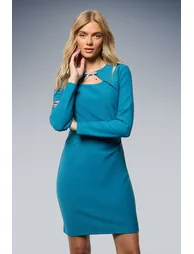 Bow Front Cut Out Long Sleeve Mini Dress - 1