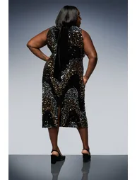 Sequin Velvet High Neck Midi Dress - 2
