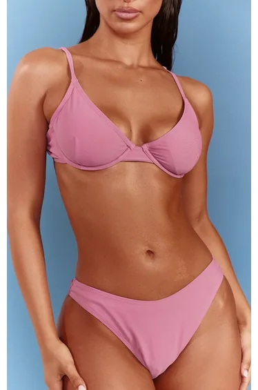 Mauve Basic Tanga Bikini Bottom