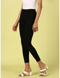 Black Knitted Cotton Blend Leggings - 2