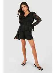 Petite Burnout Floral Frill Smock Top