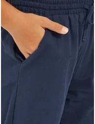 Solid Drawstring Waist Relaxed Pants - 2