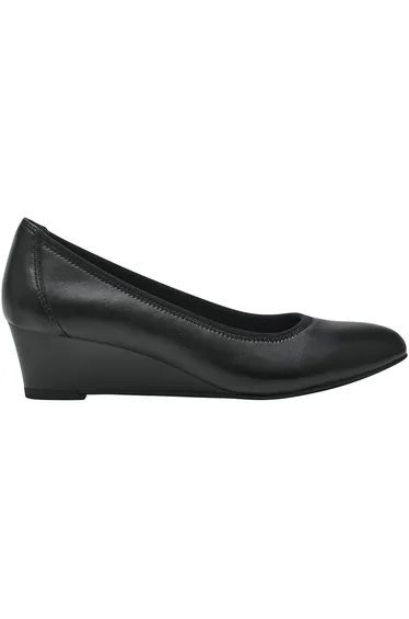 Leather Ballet Pumps with Wedge Heel