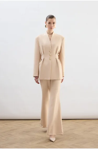 Gold Buttoned Long Jacket