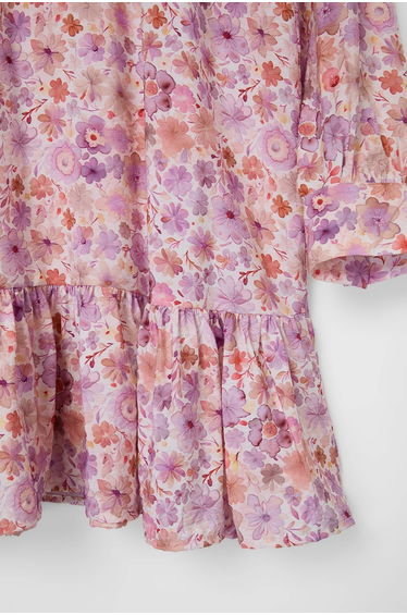 Pink Floral Patterned Viscose Midi Tunic product thumbnail 4