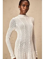 Athena wavy-pattern lace maxi dress in White - 12
