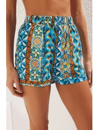Ethnic Patterned Tassel Kimono Shorts Set - 4