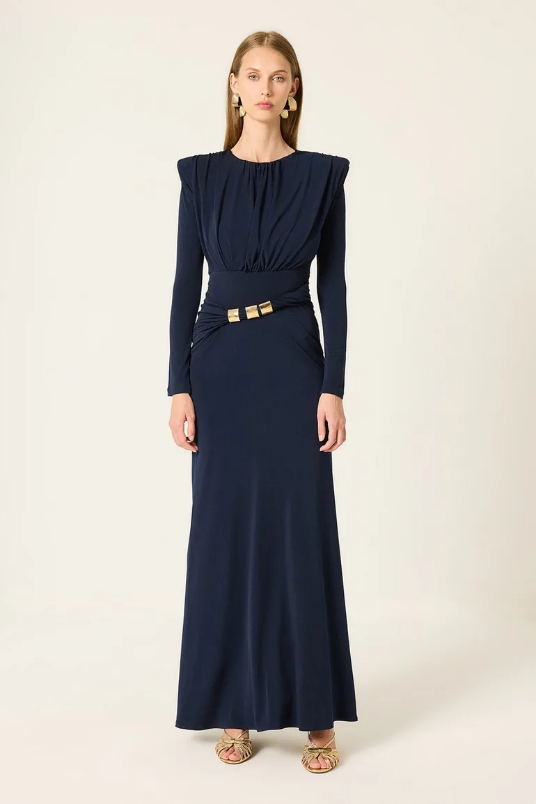 MAXI DRESS WITH GOLD ACCESSORIES - 3
