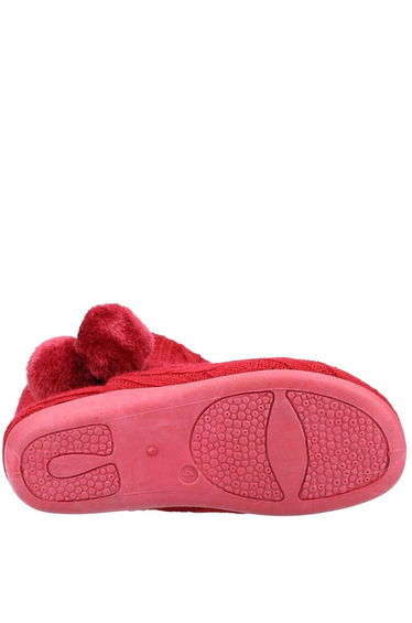 Fleet & Foster Womens/Ladies Apple Pom Pom Slippers - Burgundy product thumbnail 4