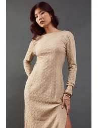 Jersey Jacquard Slash Neck Scoop Back Midaxi Dress - 3