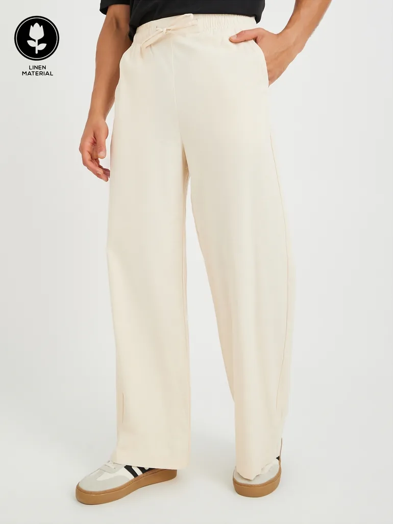 Men Solid Drawstring Waistband Oversized Trousers - 1