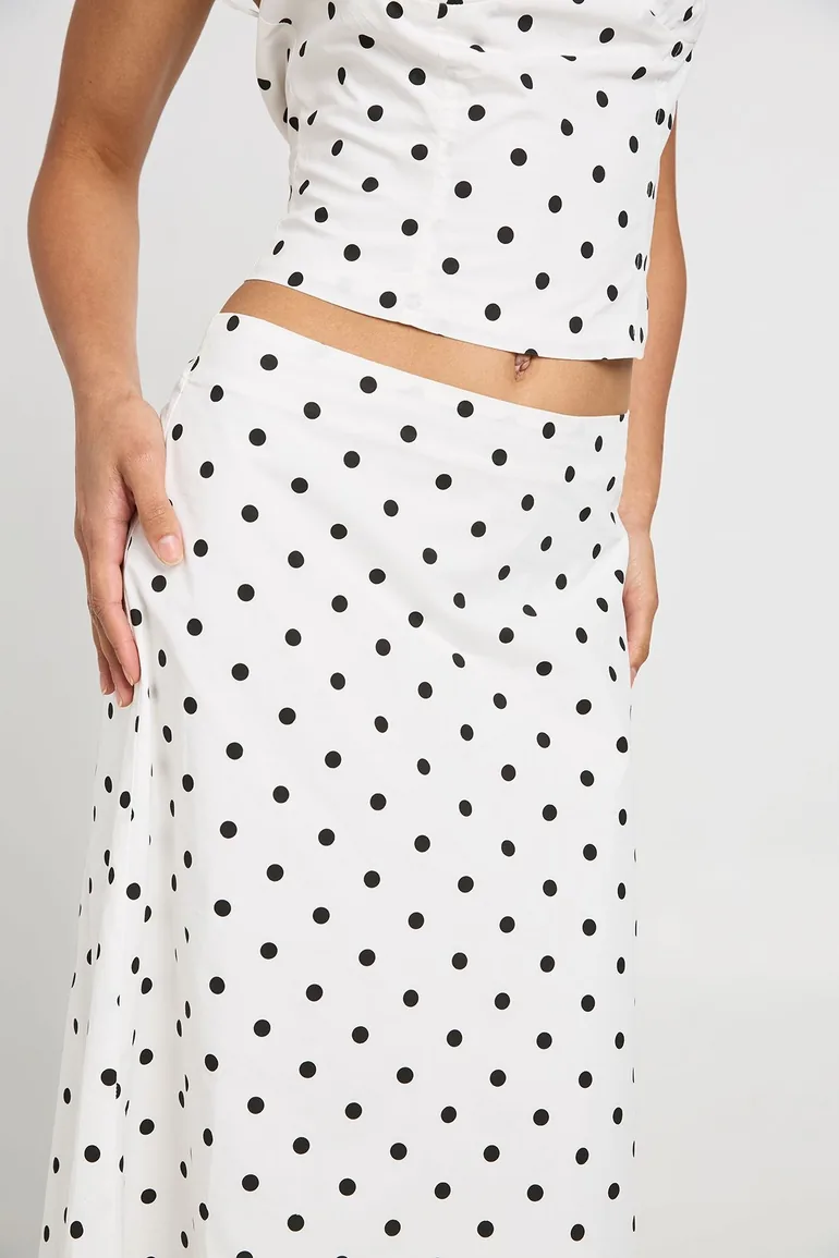 Polka Midaxi Skirt - white - 3