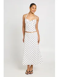 Polka Midaxi Skirt - white