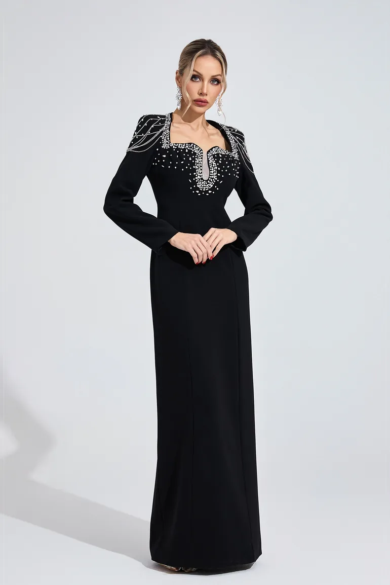 Liora Black Diamond Maxi Dress - 1