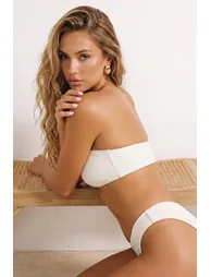 Ecru Bralette Covered High Waist Regular Bikini Set - 4
