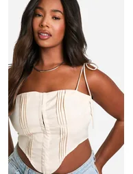 Plus Seam Detail Corset Top - ecru - 3