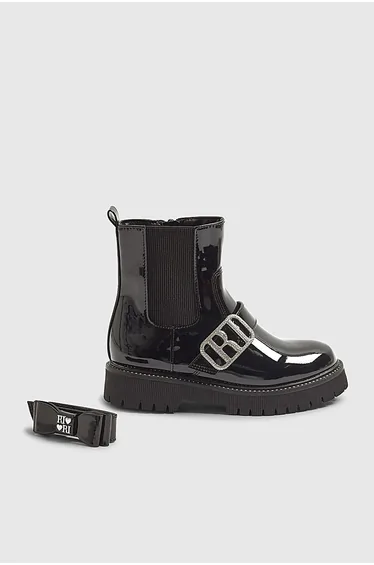 Girls Black Changeable Strap Chelsea Boots