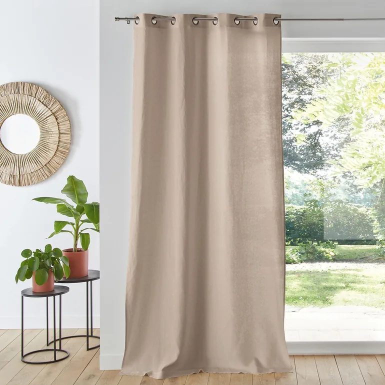 Onega Linen Single Curtain with Metal Eyelets