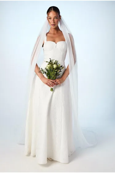 Sweetheart Full Skirted Jacquard Wedding Dress