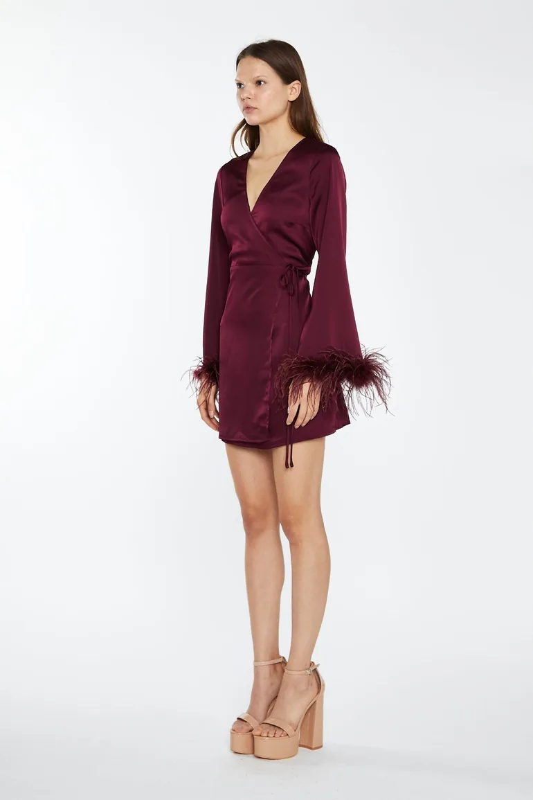 oh polly burgundy wrap dress Uma Velvet Maxi Dress
