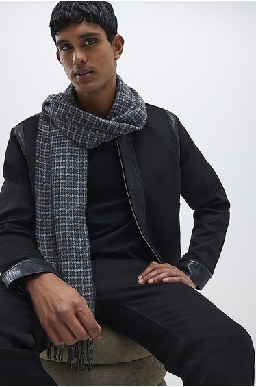 Grey Check Scarf