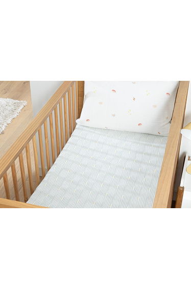 Diego Flat Sheet in Cotton Muslin with 17cm Flap and Planets Print