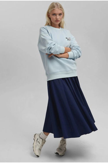 Comfort Animal Pattern Embroidered Crew Neck Sweatshirt