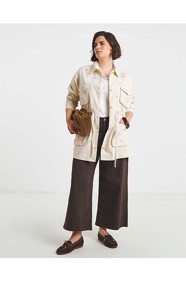 Stone Floral Embroidered Utility Jacket