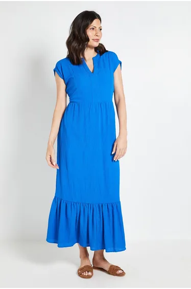CHEESECLOTH COLLARLESS MAXI DRESS