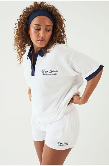 DSGN Studio Collared Short Sleeve Top - white