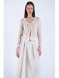 Vanilla Openwork Lacing Detailed Spanish Sleeve Knitwear Cardigan - 4